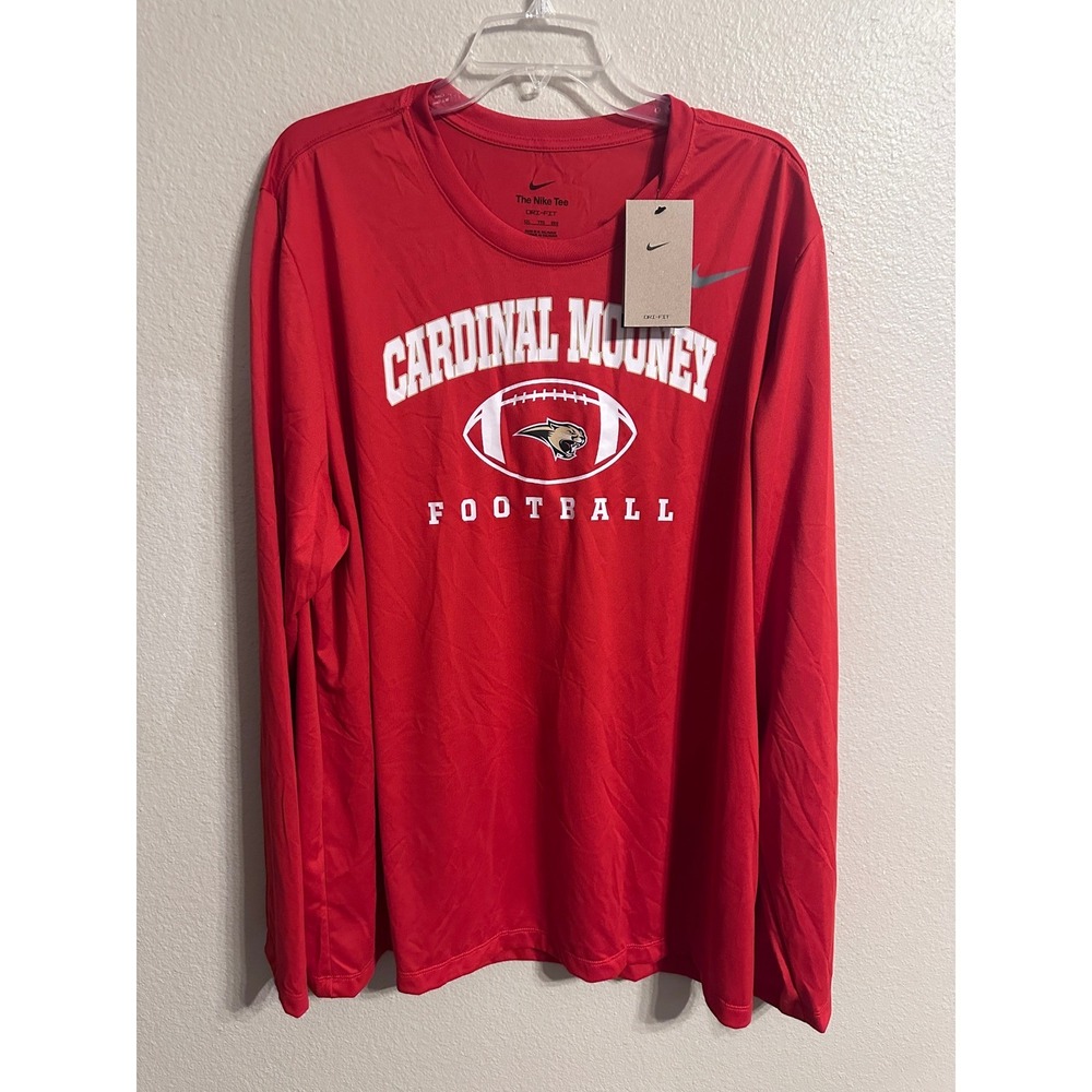 Nike Dri-FIT Cardinal Mooney Football Long Sleeve T-Shirt Mens XXL Red NWT